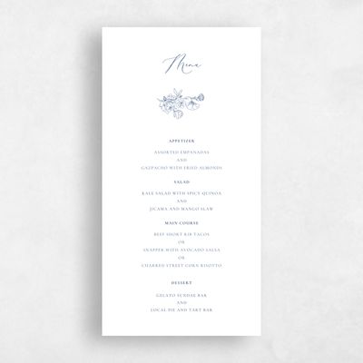 White Greenery Wedding Menu - Abelli