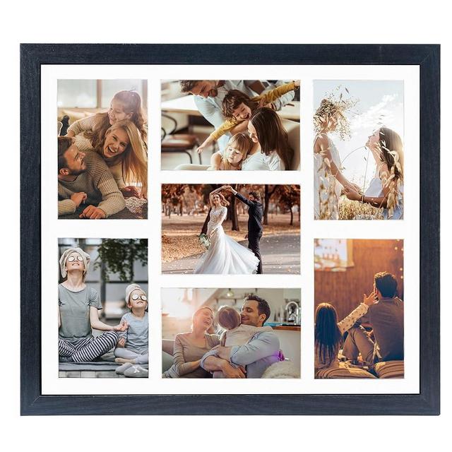 GMFrames 4X6 Picture Frame Collage with 7 Openings Multi Graduation Photo Frame with Wall Hanging for Keepsake Gifts Black