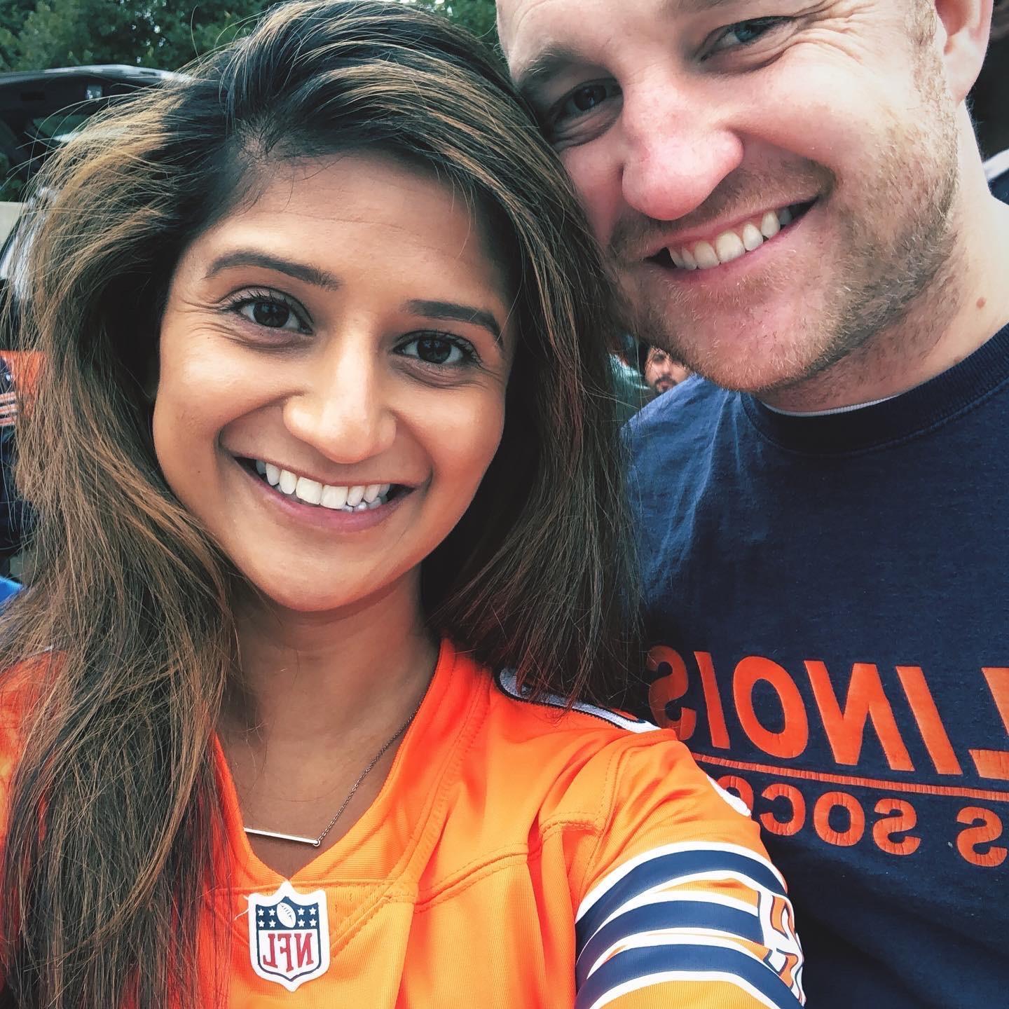 First Bears game together! Tailgating with Aneri's family is always epic.