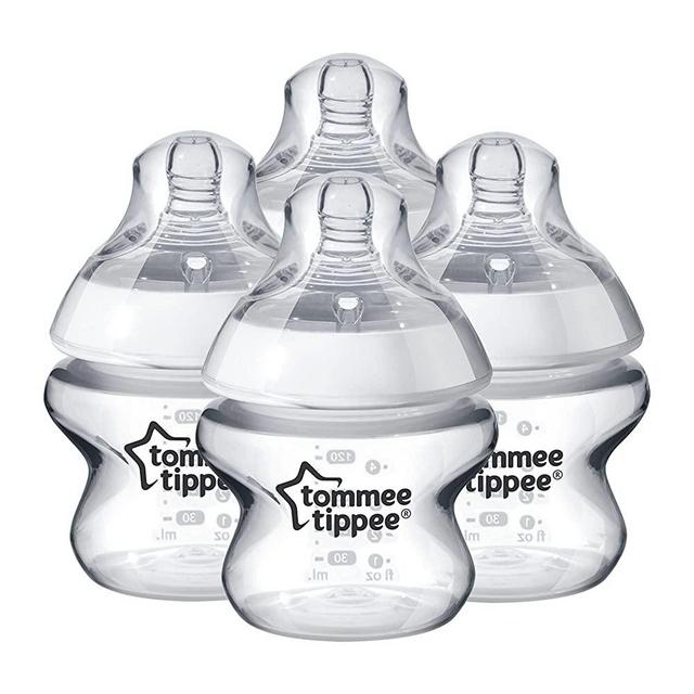 Tommee Tippee Closer to Nature Baby Bottle, Anti-Colic, Breast-like Nipple, BPA-Free - Extra Slow Flow, 5 Ounce (4 Count), Translucent (522568)