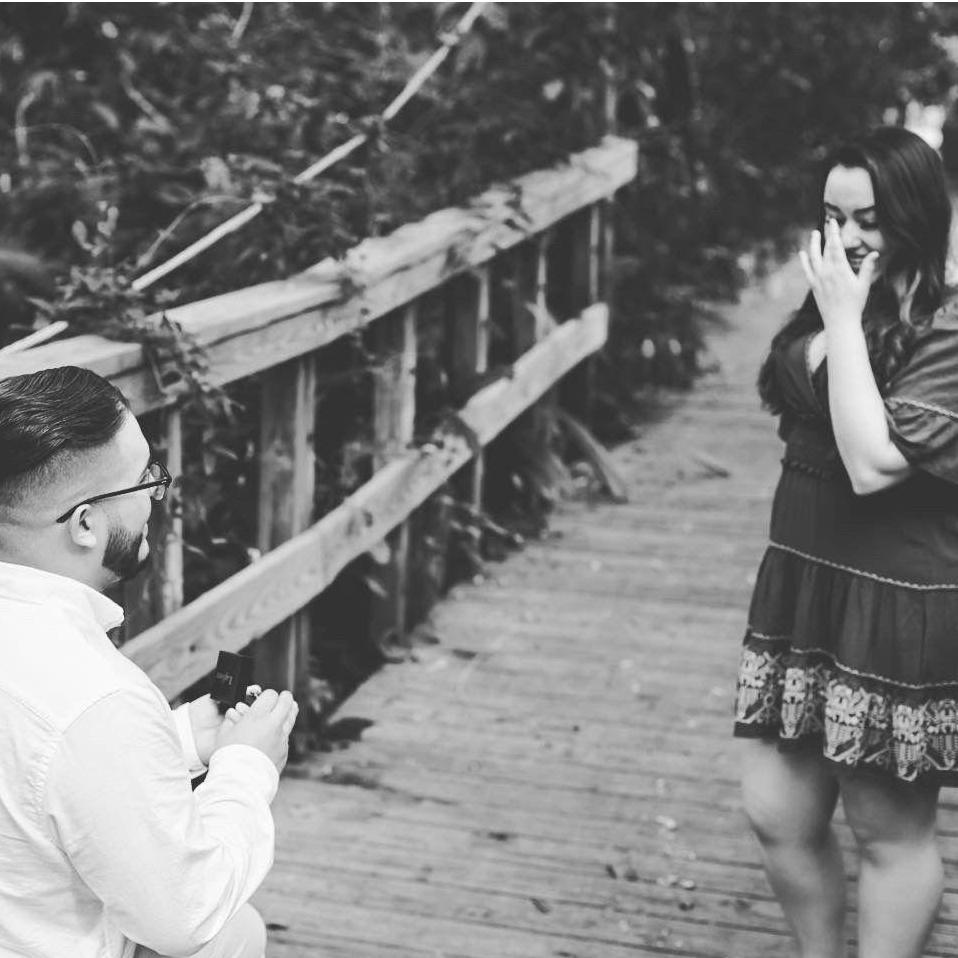 The moment Jorge proposed on a beautiful garden bridge in Winter Park, and Vanessa tearfully said "I do!"
