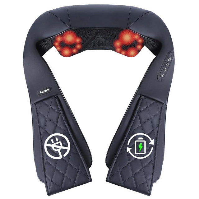 Admbm Rechargeable Neck Massager with Heat Shiatsu Back and Neck Massager Cordless Portable Kneading Shoulder Massage Shawl for Pain Relief Deep Tissue Valentines Day Gifts for Dad Mom Friends