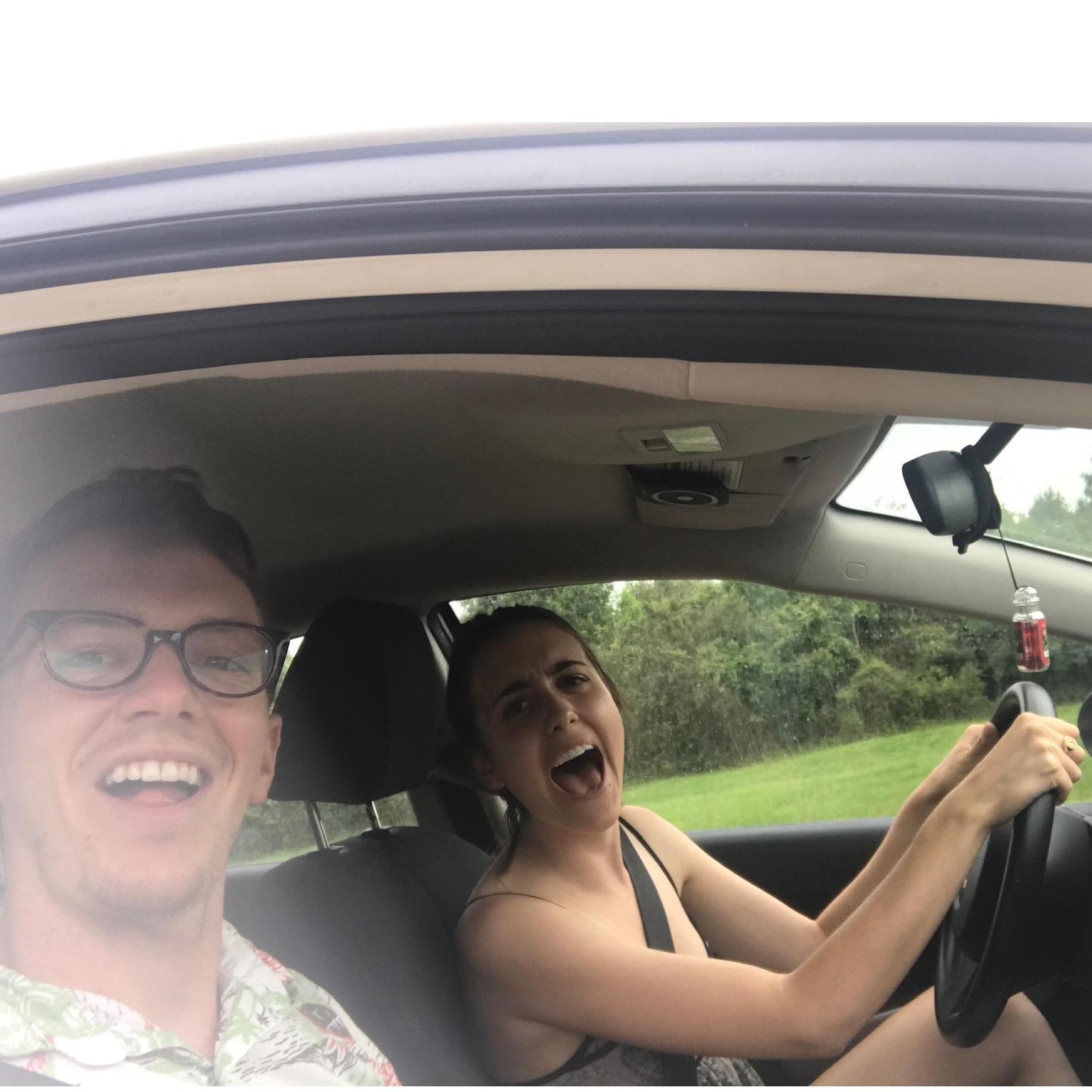 On the road in the swamplands of Louisiana! One of our many memorable road trips