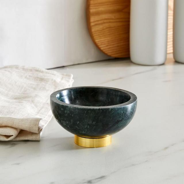 Marble Kitchen Serveware, Dip Bowl, Green, Marble Brass, Individual