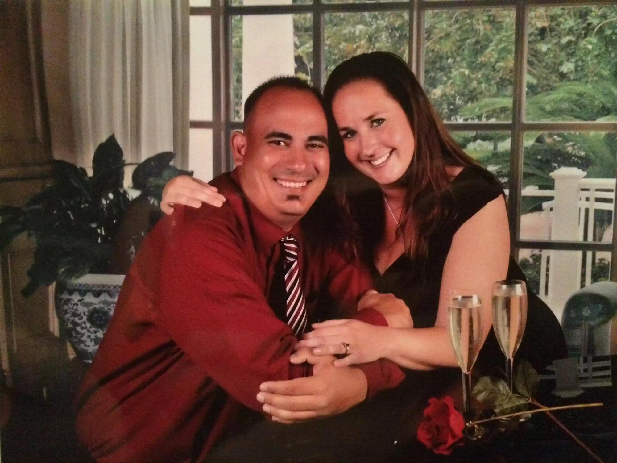Our first professional photos taken together on our first cruise 4/2015 (captain dinner night)