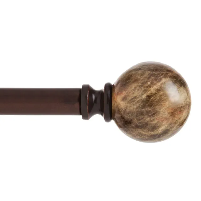 Kenney Marble Ball 3/4" Standard Decorative Window Curtain Rod, 66-120", Brown Marble