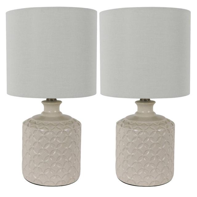 17" (Set of 2)Della Ceramic Table Lamps White (Includes LED Light Bulb)- Decor Therapy