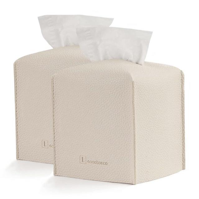GOODSDECO Tissue Box Cover Holder - PU Leather Tissue Box Holder, Facial Tissue Holder Storage, Cube Box Cover, Modern Tissue Box Holder for Home Office Bathroom Vanity