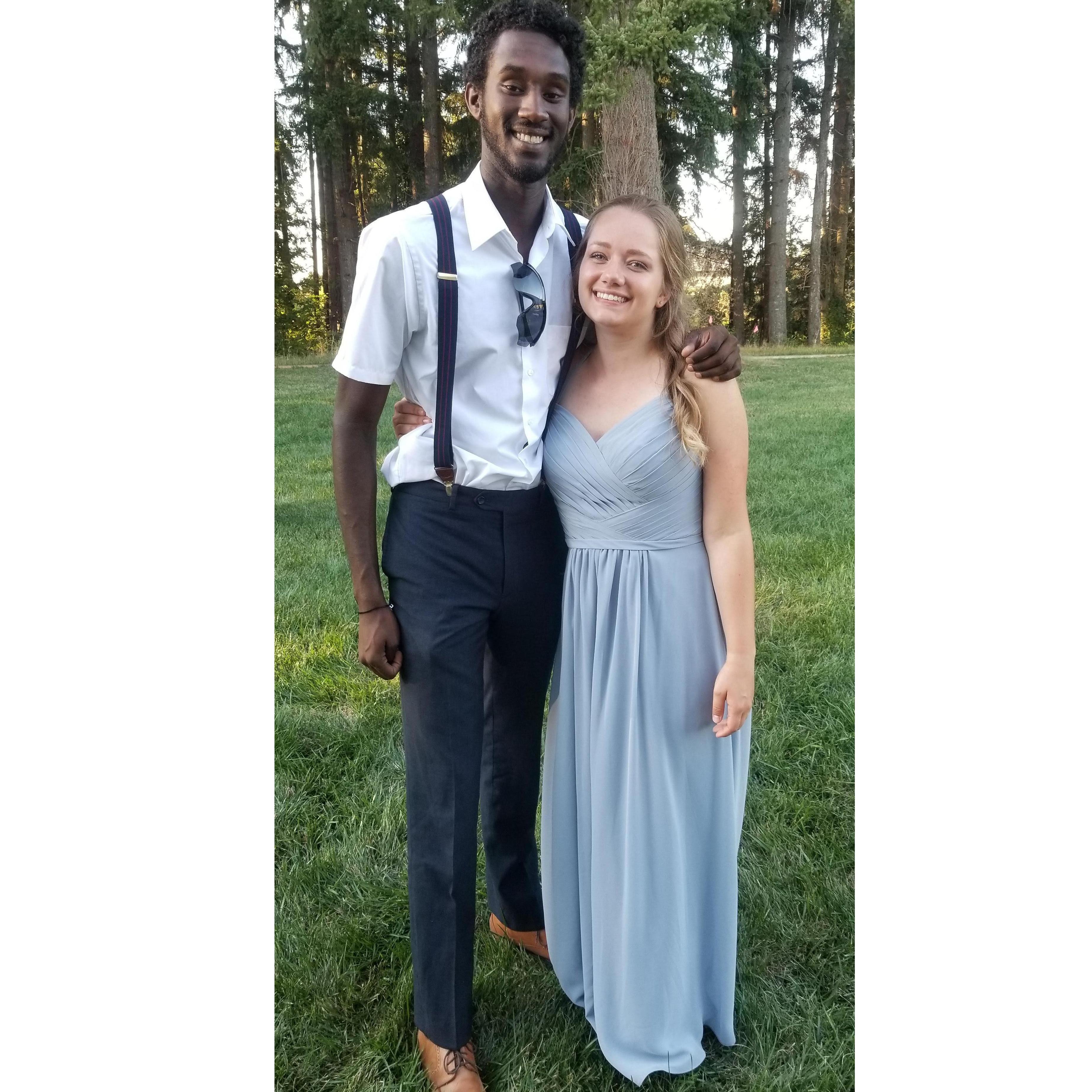 Our first photo together, at Emily's brother's wedding!