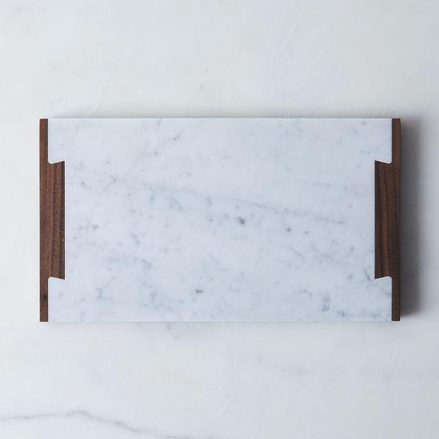 Carrara Marble & Walnut Serving Tray