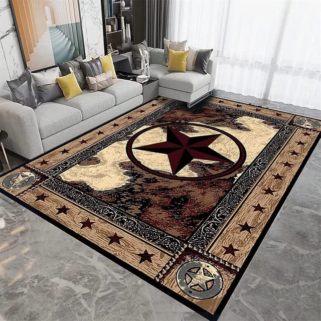 Vintage Rustic Star Area Rugs,Country Decor Rugs for Living Room,Rustic Runner Rug,for Door Mat Kitchen Bathroom Mat Carpet Bath Mats Home Decoration for Bedroom Living Playing Room 4x6ft