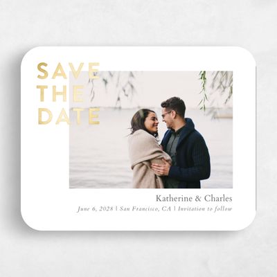 White Rounded Wedding Save the Date - Morrison Landscape
