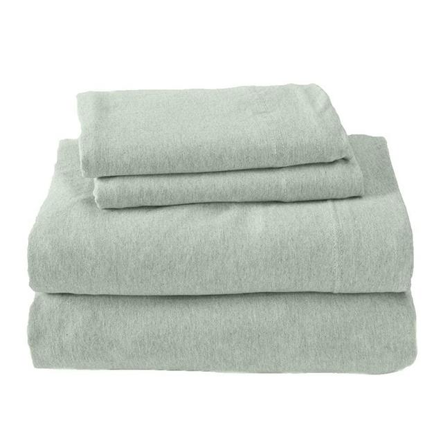 Jersey Knit Sheets. All Season, Soft, Cozy King Jersey Sheets. T-Shirt Sheets. Jersey Cotton Sheets. Heather Cotton Jersey Bed Sheet Set. (King, Green)