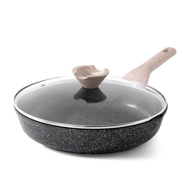 Kordisen Frying Pans Nonstick with Lid, 12.5 Inch Large Skillet with Lid, Induction Cooking Pan, Stay-Cool Handle, Compatible with All Stovetops, PFOA Free