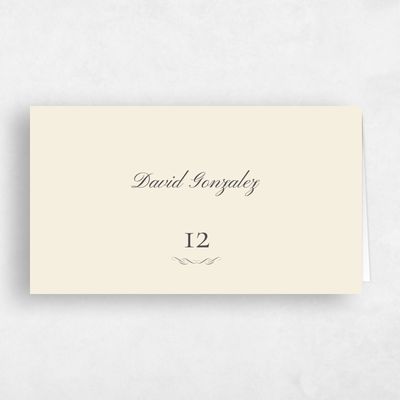 White Typography Wedding Place Card - Abbey