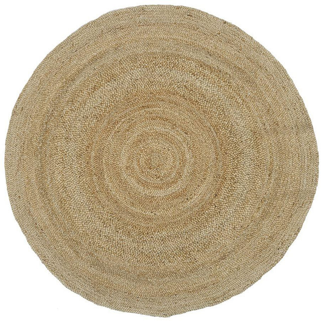 Round Hand Braided Jute Rug, 6', Natural