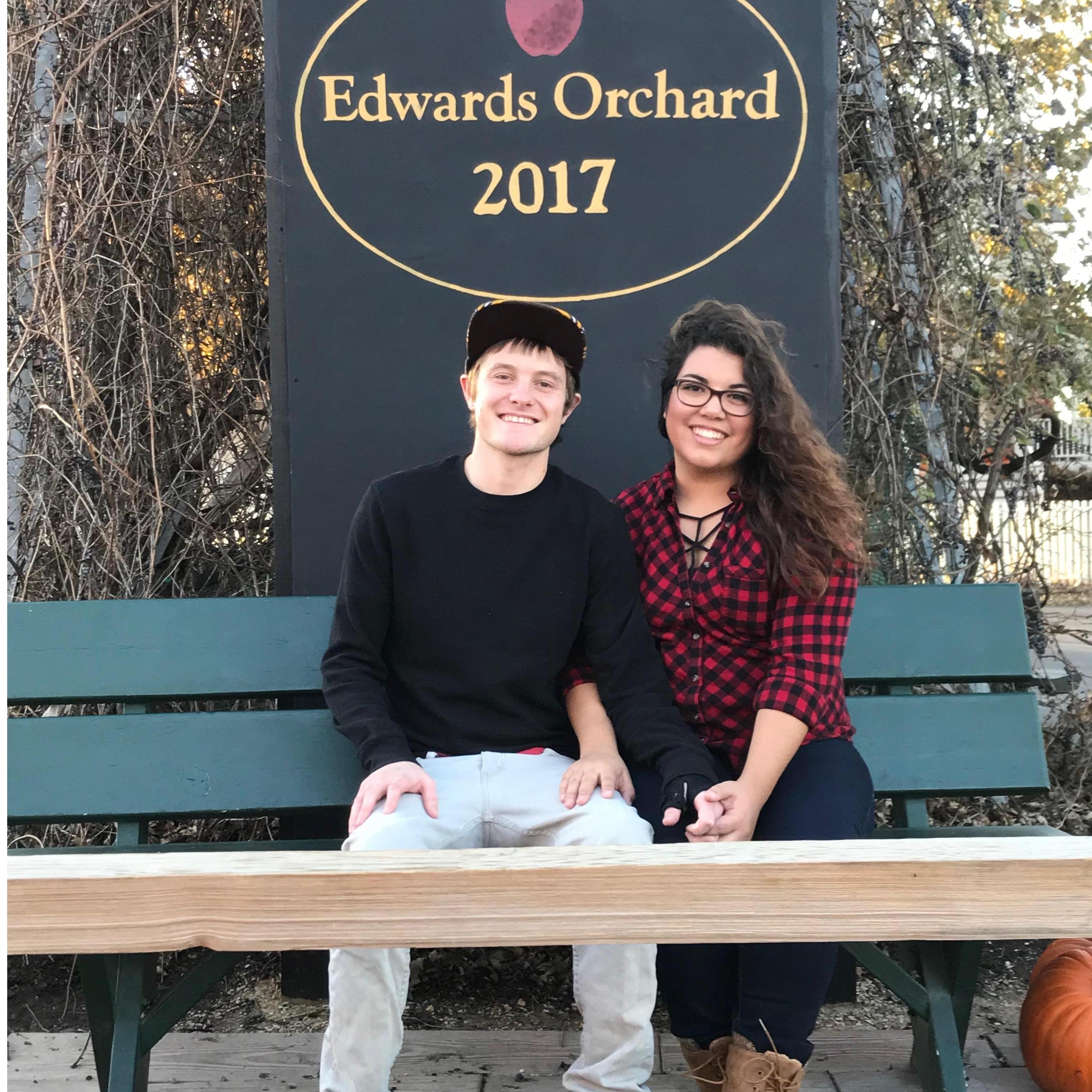 Our first trip to the apple orchard together