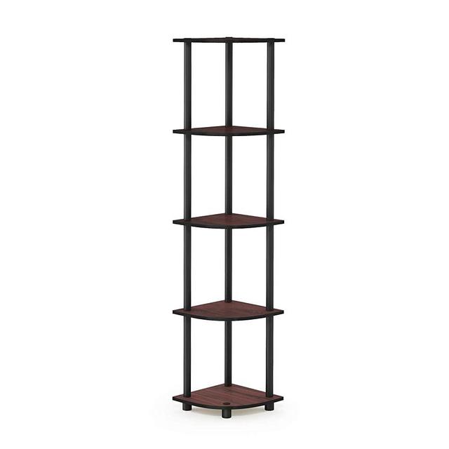 Furinno 99811DC/BK Turn-N-Tube 5 Tier Corner Shelf, Dark Cherry/Black