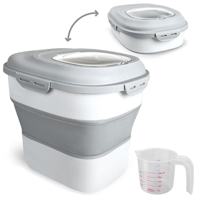 Viretec Cereal Rice Storage Containers, 20 to 50Lbs Collapsible Dry Food Dispenser Bins with Airtight Flip Lid Rolling Wheel, Kitchen Pantry to Store Sugar Flour, Dog Pet Cat Food Holder Container