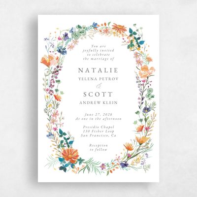 White Floral Wedding Invitation - Dolce Portrait