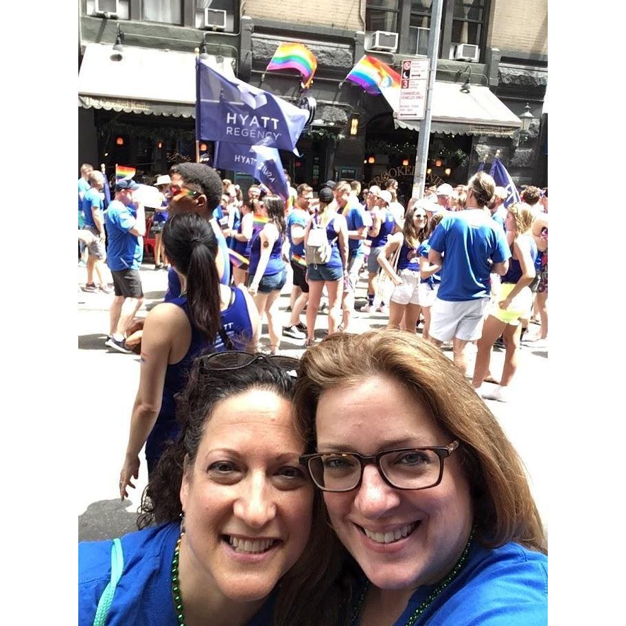 Marching in their first Pride Parade together with Hyatt hotels in Manhattan