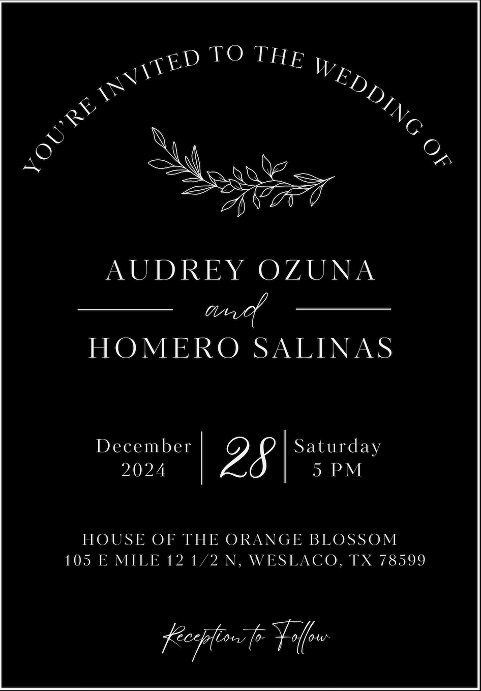 The Wedding Website of Audrey Ozuna and Homero Salinas