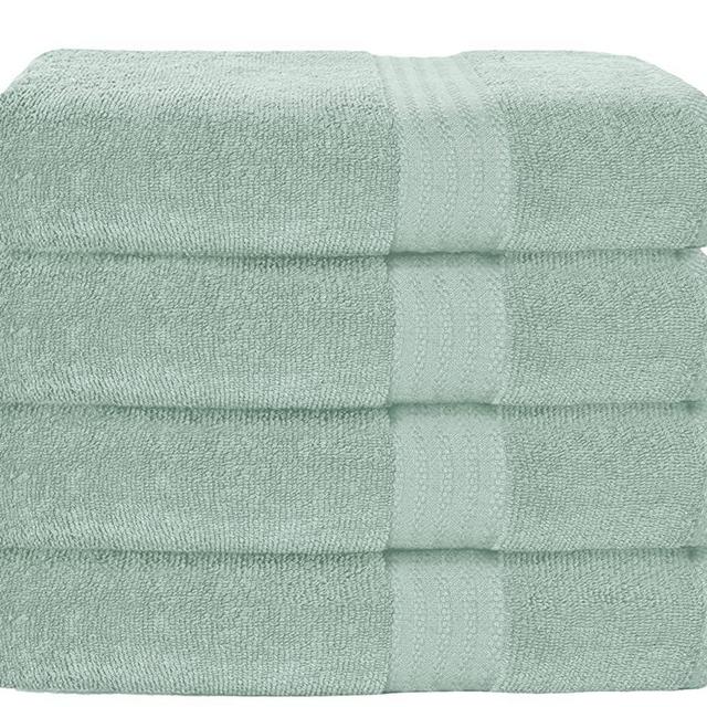GLAMBURG Premium Cotton 4 Pack Bath Towel Set - 100% Pure Cotton - 4 Bath Towels 27x54 - Ideal for Everyday use - Ultra Soft & Highly Absorbent - Sea Green