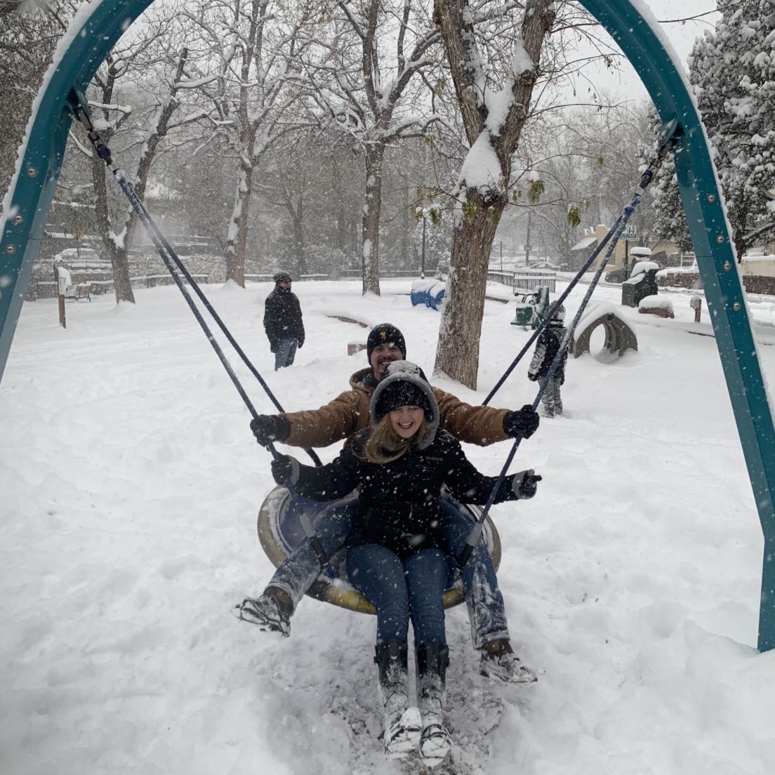 Our first time either of us have ever seen snow! Manitou Springs, Colorado. November 11, 2018.