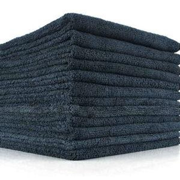 All-Purpose Microfiber Terry Cleaning Towels - Commercial Grade, Highly Absorbent, Lint-Free, Streak-Free, Kitchens, Bathrooms, Offices, 300gsm, 12in x 12in, Midnight (12-Pack)