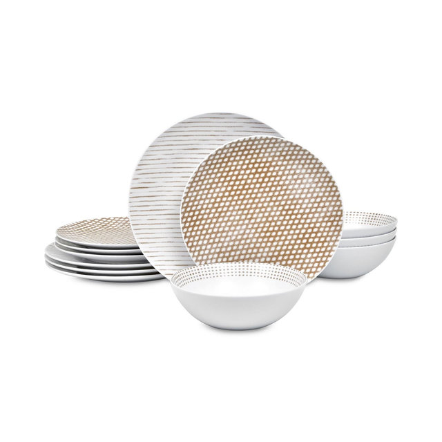 Noritake Hammock Coupe Khaki 12-Pc. Dinnerware Set, Service for 4