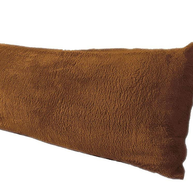 Extra Soft Body Pillow Cover, Sherpa / Microplush Material, 20x54 Inches, Zipper Closure (Caramel)