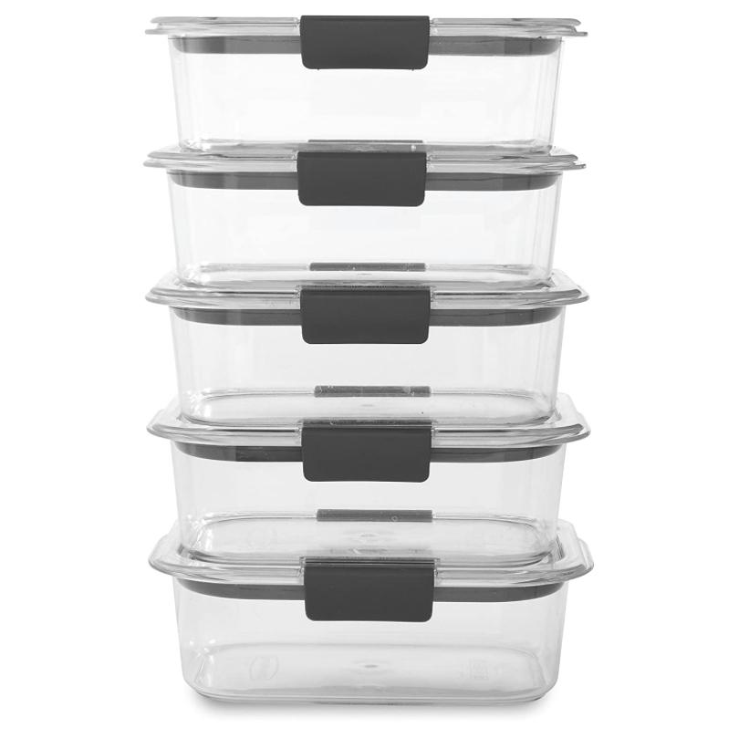 Rubbermaid Brilliance BPA Free Food Storage Containers with Lids, Airtight, for Lunch, Meal Prep, and Leftovers, Set of 5 (3.2 Cup)