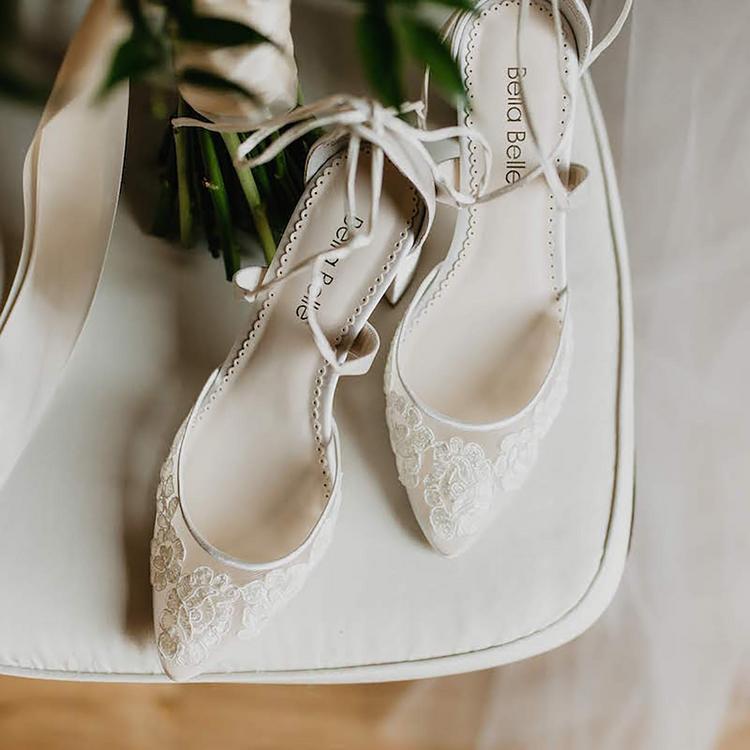 Bella Belle Shoes, Abigail Block Heels Lace Wedding Shoes - Zola