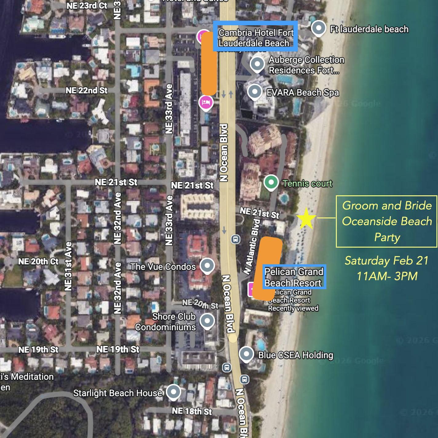 This is the location of Saturday's "Groom and Bride Oceanside Beach Party"