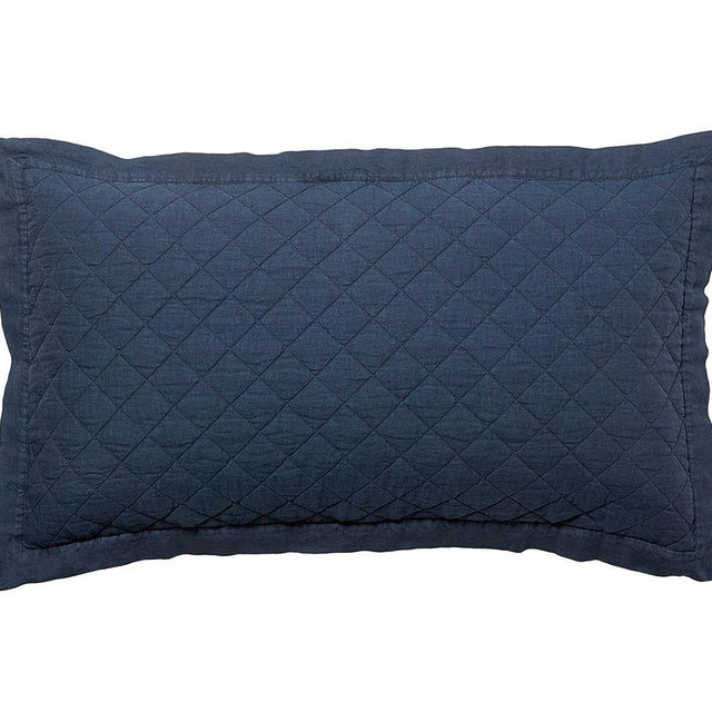 Belgian Flax Linen Diamond King Shams, Set of 2 Midnight