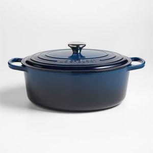 Le Creuset Signature 8-Qt. Thyme Enameled Cast Iron Oval Dutch Oven Nuit | Crate & Barrel