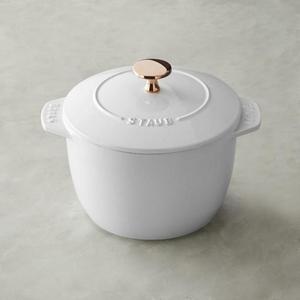 Staub Petite French Oven, White with Copper Knob
