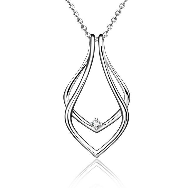 Ring Holder Necklace Gold Wedding Magic Pendant Necklaces for Women Rhombus Open Heart Girls Sterling Silver Gold Plated Dainty Engagement Diamond