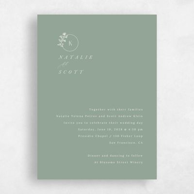 Green Standard Wedding Invitation - Positano Classic