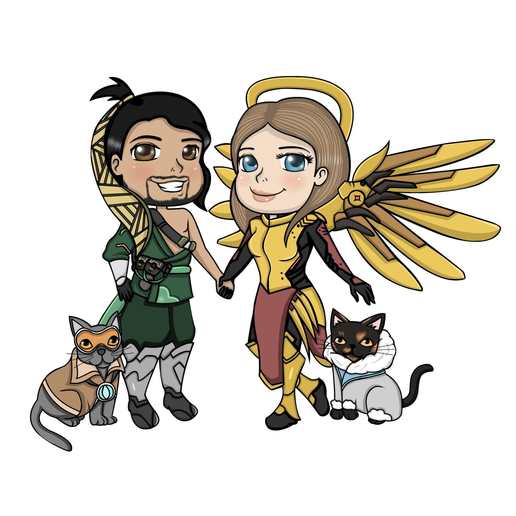 Fun Christmas present for Vishal. The outfits are based off our mains from the computer game Overwatch.