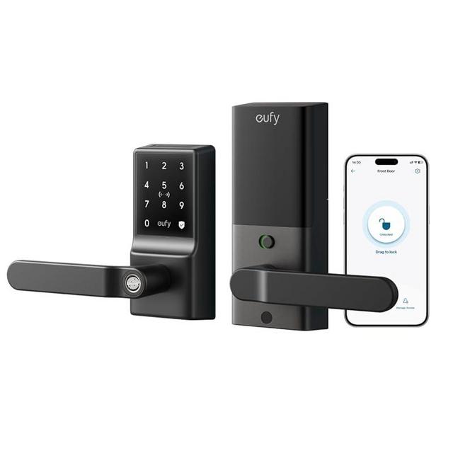 eufy Smart Lock C33, Keyless Fingerprint Door Lock with Handle, Integrated Wi-Fi, Remote Control via App, Biometric Entry Knob, Auto-Locking, IP53 Waterproof (2025 New Version)