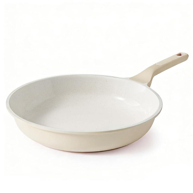 SENSARTE Nonstick Ceramic Frying Pan 11-Inch, Healthy Non Toxic Skillet, Induction Compatible Omelet Pan with Heat Resistant Handle, PFAS-Free, Cream White
