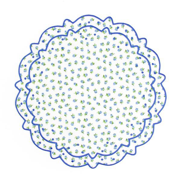 Scalloped Floral Placemat, Blue Rose