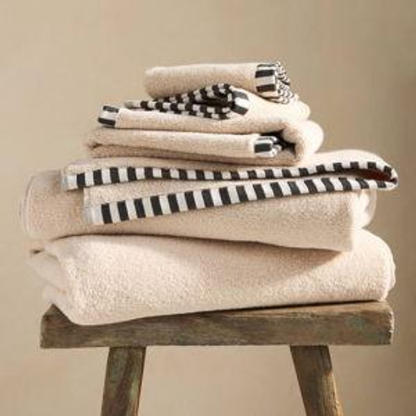 The Sloane Stripe Trim Soft Cotton Hand Towel