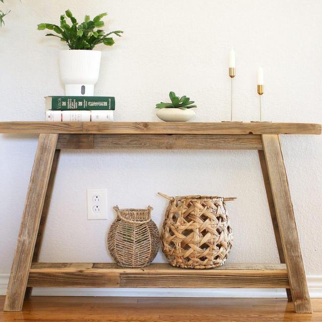 The Camden Console – Reclaimed Wood Table with Recessed Top Detail (46x8x28H)