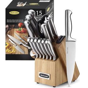 McCook® Knife Sets,German Stainless Steel Knife Block Sets with Built-in Sharpener