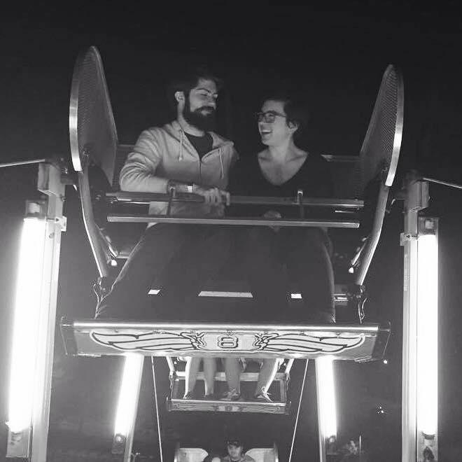 Alec DID NOT want to ride this ferris wheel. Fun fact, the year after we rode this ride at Ball State's Carnival, someone got their leg stuck in the ride the following year. Gah!