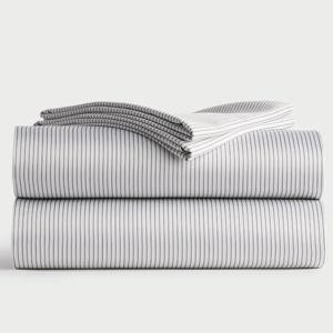 Bamboo Sheet Set - King - Charcoal Pinstripe