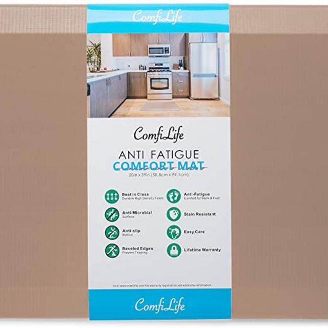 ComfiLife Anti Fatigue Floor Mat – 3/4 Inch Thick Perfect Kitchen Mat, Standing Desk Mat – Comfort at Home, Office, Garage – Durable – Stain Resistant – Non-Slip Bottom (24" x 70", Beige)