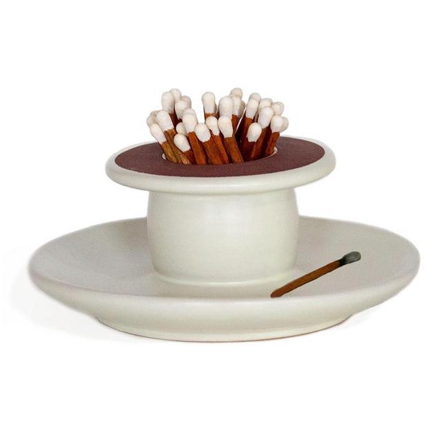 Match Holder with Striker and Tray | Works with All Short Matches | for Cute and Fancy Matches | Matches in a Jar with Striker| Vintage Home Decor | Aesthetic Match Holder | Matches not Included